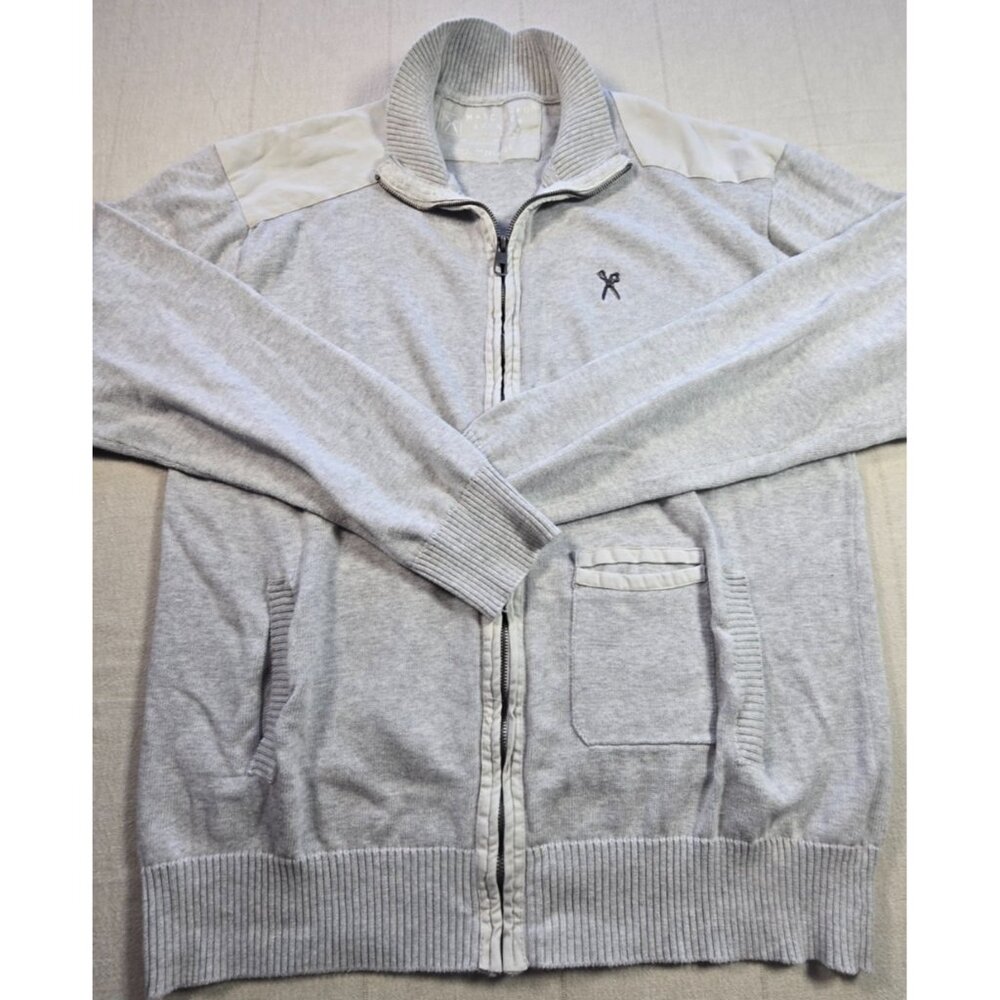 Marc Ecko Cut & Sew Hoodie Mens 2XL Heather Gray Full Zip Fleece Scissor Logo